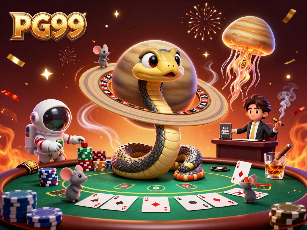 Experience gameplay with PG99 featuring unique characters in a vibrant casino scene.