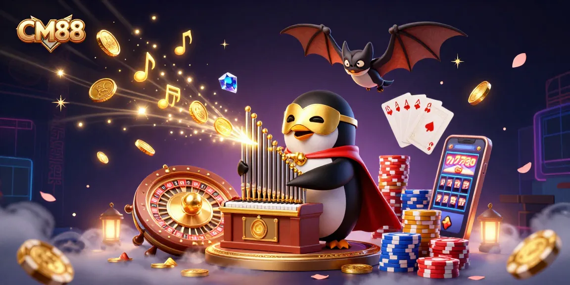Experience thrilling gameplay at CM88 with a vibrant casino scene featuring golden coins and dynamic gaming elements.