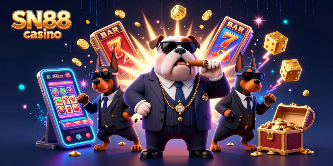 Experience thrilling gameplay at SN88 casino with vibrant 3D illustrations of slot machines and casino elements.