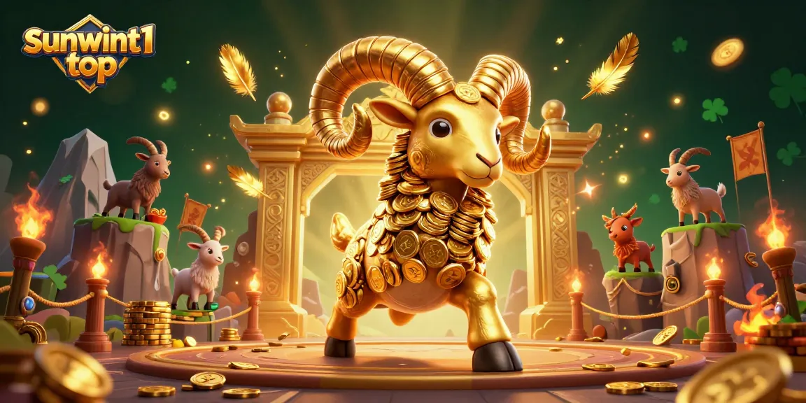 Experience the thrill of gambling with sunwint1 top featuring a golden ram charging at a casino gate