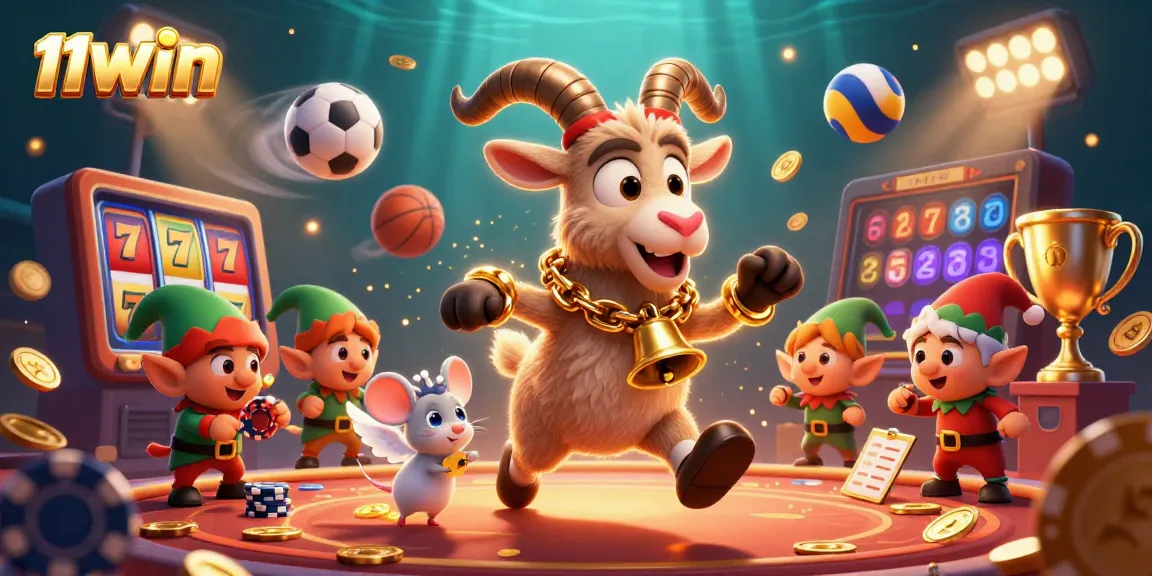 Experience thrilling gameplay with 11WIN in a dynamic holiday-horror casino scene filled with vibrant characters.