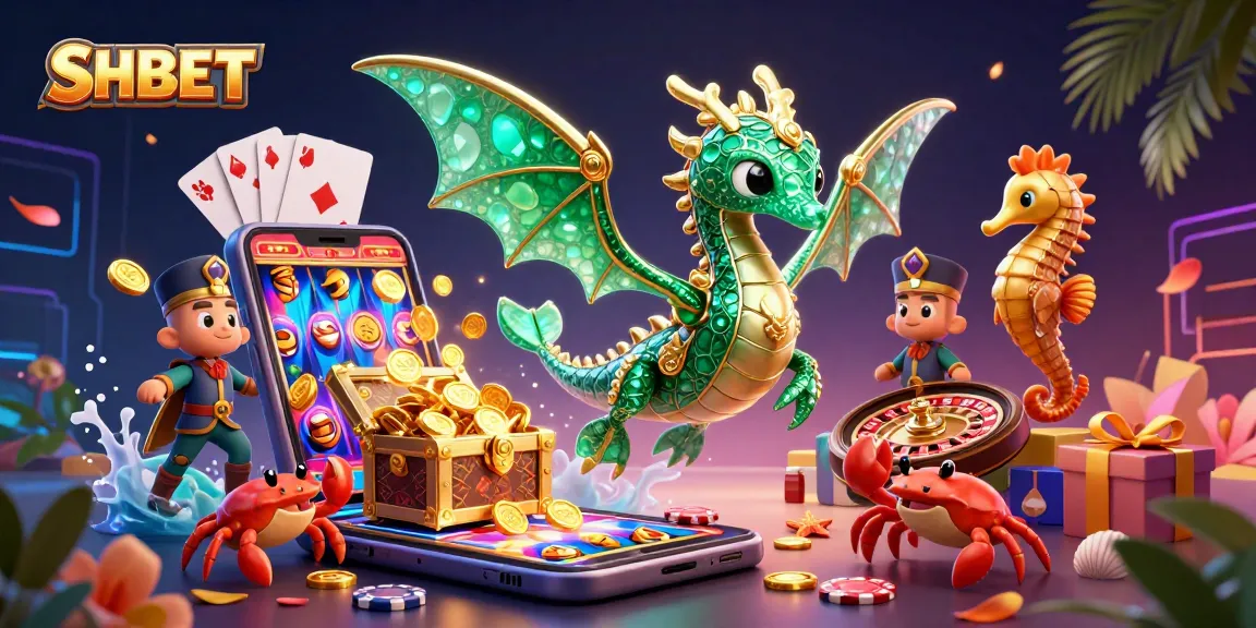 Experience thrilling action at SHBET with a vibrant 3D casino scene featuring a sea dragon and treasures.